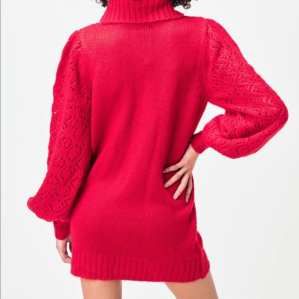 Red Francois turtle neck dress sale - Picture 3 of 12